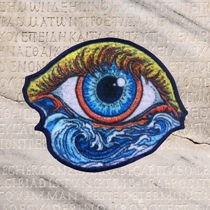Evil Eye & Great Waves Patch Iron-on Applique Vest Jacket Clothing Hat Backpack - Picture 1 of 22