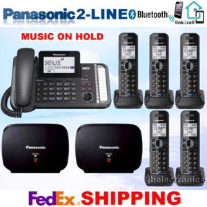 PANASONIC KX-TG9582B 2-LINE LINK2CELL 1 CORDED PHONE 5 CORDLESS 2 REPEATERS - Picture 1 of 5