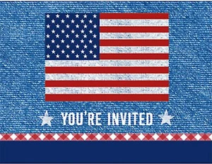 Patriotic Spirit USA Flagge 4. Juli Urlaub Mottoparty Einladungen mit Umschlägen - Bild 1 von 1