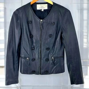 Bod Christensen Midnight Navy Blue Leather Jacket Size Medium Ariel - Picture 1 of 5