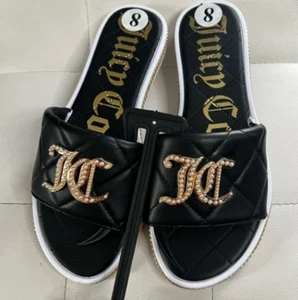 Juicy Couture Black Pearl Sandals Size 8 - Picture 1 of 8