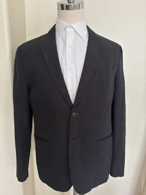 John Varvatos Made in Italy Linen Blend Peak Lapel Glen Plaid Check Jacket 44R - Image 1 of 4