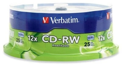 25 VERBATIM CD-RW 4X-12X High Speed Branded Logo 700MB Rewritable Disc 95155 - Image 1 of 3