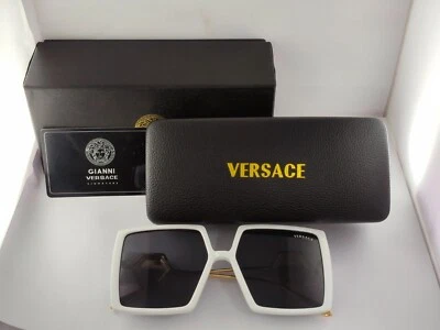 Gafas de sol Versace de lujo | Marco de metal blanco | Lentes negras 100 % con protección UV Foto 1 de 4