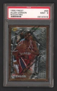 Allen Iverson 76ers HOF 1996 Finest #69 with coating Rookie Card Rc PSA 9 Mint - Picture 1 of 2