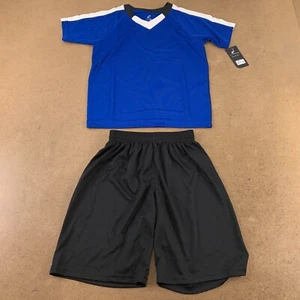 Youth Size Small Champro Royal Blue V Neck Tee Eg-Pro Black Athletic Shorts New - Picture 1 of 9