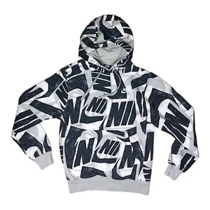 Nike schwarz & weiß Logo Kordelzug Hoodie Herren extra kleine Taschen Langarm - Bild 1 von 5