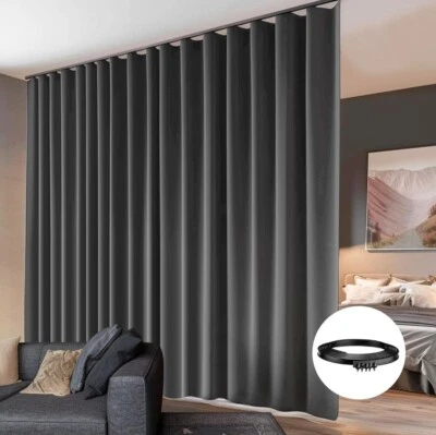 Room Divider Curtain with Flexible Ceiling Track W 100"x H 96" Grey - Image 1 of 4