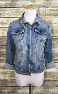 Earl Jeans Denim Women’s Button Cropped Jacket Sz XS Soft - Picture 1 of 4