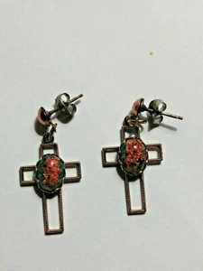 Cross w/ Stone Earrings - Picture 1 of 1