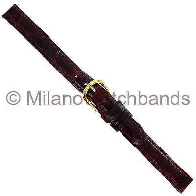10mm DeBeer Burgundy Genuine Crocodile Ladies Stitched Handcrafted Watch Band - Image 1 of 3
