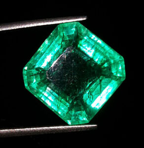 Natural Colombian Emerald 9.42 Ct Loose Gemstone CERTIFIED Green Square Cut Gem
