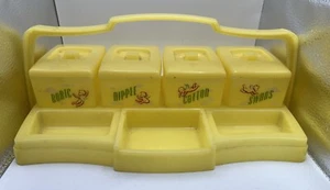 Vintage Kinderzimmer Baby Waschtisch Caddy Wattestäbchen Brustwarzen Boric Clarolyte gelb - Bild 1 von 20