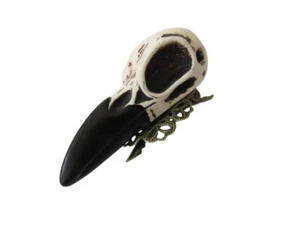 Raven Skull Hair Barrett/Clip Bird Skull Goth Raven Dark Hair Jewelry Resin 5023 - Picture 1 of 3