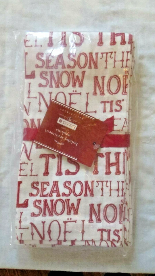 Pottery barn holiday Napkin Christmas Disney NOEL party gift vintage Set 4 , - Image 1 of 4