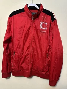 Coogi Bomber Jacket With Hood Size Large Red Vintage Retro Logo Embroidered - Picture 1 of 10