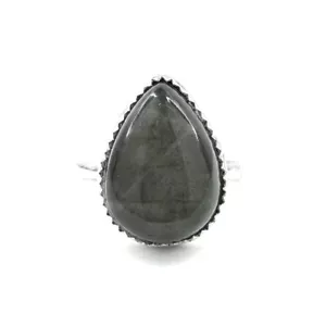 925 Sterling Silver Solitaire Ring W/ Natural Labradorite - Size O - Handmade - Picture 1 of 7