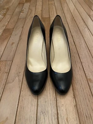 Zapatos de salón Lauren by Ralph Lauren de cuero negro zapatos de tacón para mujer talla 9,5 Foto 1 de 4
