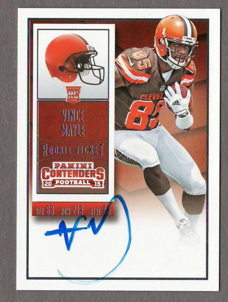 VINCE MAYLE 2015 Panini Contenders AU RC #241A Rookie Logo Browns On-Card Auto - Image 1 of 1