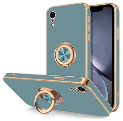 Funda para teléfono celular Hython iPhone XR con soporte para anillo azul gris Foto 1 de 3