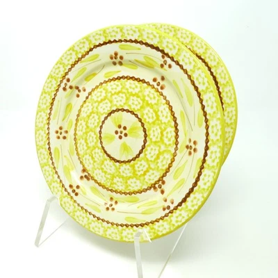 Temptations Old World Salad Plates 8" Hand Painted Yellow PPP Set of 2 - Image 1 of 4