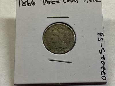 1866 Three Cent Nickel Civil War Reconstruction Era Coin 022025 53te - Image 1 of 4