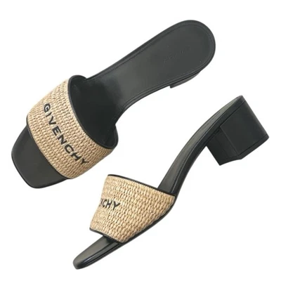 NUEVO Givenchy Mujer’s 4G Cuero Bordado Rafia Mules Talla 40 EU Foto 1 de 4