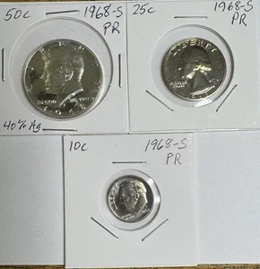 1968-S Proof Dime Quarter & 40% Silver Half Dollar - Picture 1 of 2