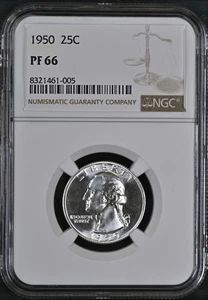 1950 Quarter Dollars Silver Coinage NGC PF-66 - Picture 1 of 2