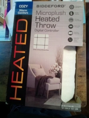 BIDDEFORD Microplush Heated Throw Electric Blanket Digital Controller, gray - Image 1 of 4