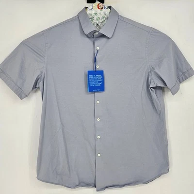 Bugatchi OoohCotton Tech Shirt Mens XL Light Blue Button Up 8 Way Stretch - Image 1 of 4