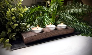 Candelabros hechos a mano de hierro fundido y madera - Imagen 1 de 5