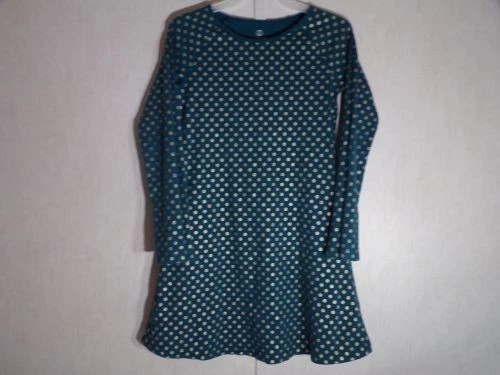 Vestido Lands End Niños Niñas 7-8 Verde Dorado Lunares Manga Larga Bolsillos Algodón Foto 1 de 4