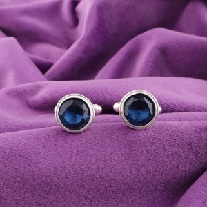 925 Sterling Silver London Blue Topaz Gemstone Christmas Dads Cufflinks Jewelry - Picture 1 of 6
