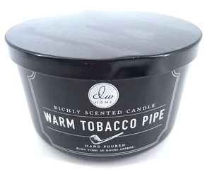 DW Home Richly Scented Candle Warm Tobacco Pipe 26 hour Wooden 3 Wick - Picture 1 of 3
