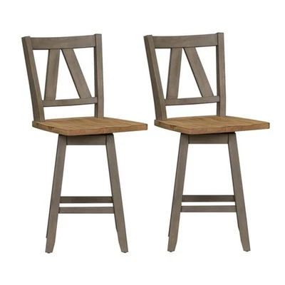Lindsey Farm Light Gray Counter Height Swivel Chair (RTA)-Set of 2 - Image 1 of 4