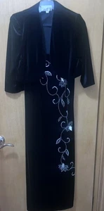Abito Karen Miller New York velluto nero con perline lungo tg 12p con giacca - Foto 1 di 11