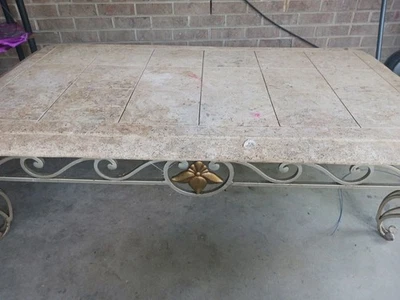 Rectangular Mahagony Finish Base Coffee Table with Real Granite Top - Image 1 of 4