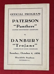 Vintage 1936 Paterson Panthers vs Danbury Trojans Pro Football Game Program Old - Picture 1 of 6