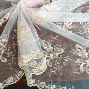 1 Yard DIY Embroidery Floral Mesh Voile Hollow Tulle Fabric Cloth Curtain Sewing - Picture 1 of 9