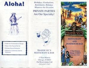 Menú de recuerdo Trader Vic's Chicago IL COMO NUEVO SIN USAR clásico Tiki Bar restaurante - Imagen 1 de 2