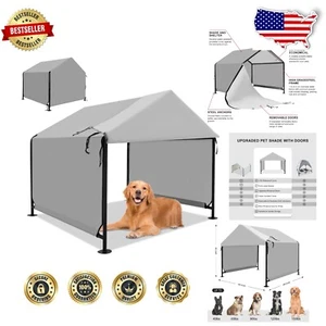 Spacious Outdoor Pet House 4'x4' with Windproof Canopy - For Dogs and Livestock - Picture 1 of 11