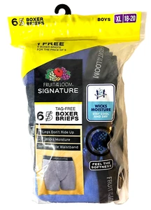 Fruit of the Loom® Boys XL 18-20 Underwear, 5+1 Tag-Free Boxer Briefs-Free Ship! - Picture 1 of 2