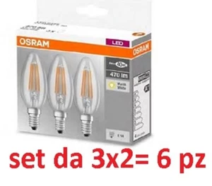 lampadina LED Candela oliva filamento E14 4W = 40w oliva OSRAM SET DA 6 PZ. - Foto 1 di 1