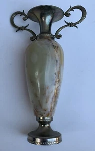 Vaso in miniatura Anfora Onice Marmo Vintage e Ottone, - Foto 1 di 8