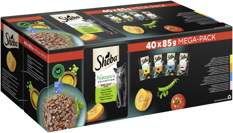 SHEBA NATURE'S COLLECTION 4 GESCHMACKSRICHTUNGEN IN SAUCE 40x85G