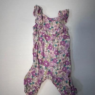 Mono bebé niña okie dokie, 3M, mameluco floral púrpura Foto 1 de 4