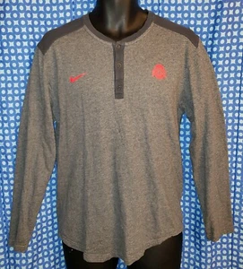 Ohio State Buckeyes grau Nike LS abgerundeter Saum Henley T-Shirt Herren M - fällt klein aus - Bild 1 von 5