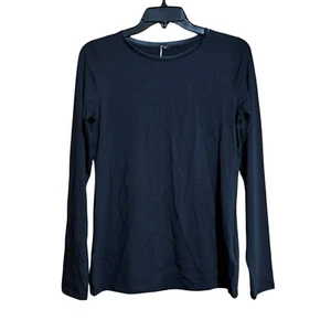 Oroblu Perfect Line Cotton T Shirt Womens Large Black Solid Long Sleeve Blouse - Picture 1 of 10