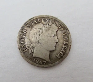Moneda de diez centavos de barbero O 1907 de plata 10C - Imagen 1 de 3